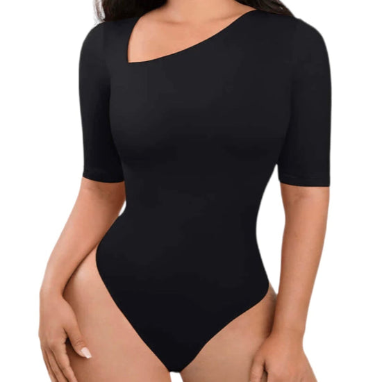 Body Gainant Asymétrique à Manches Courtes - Spicy