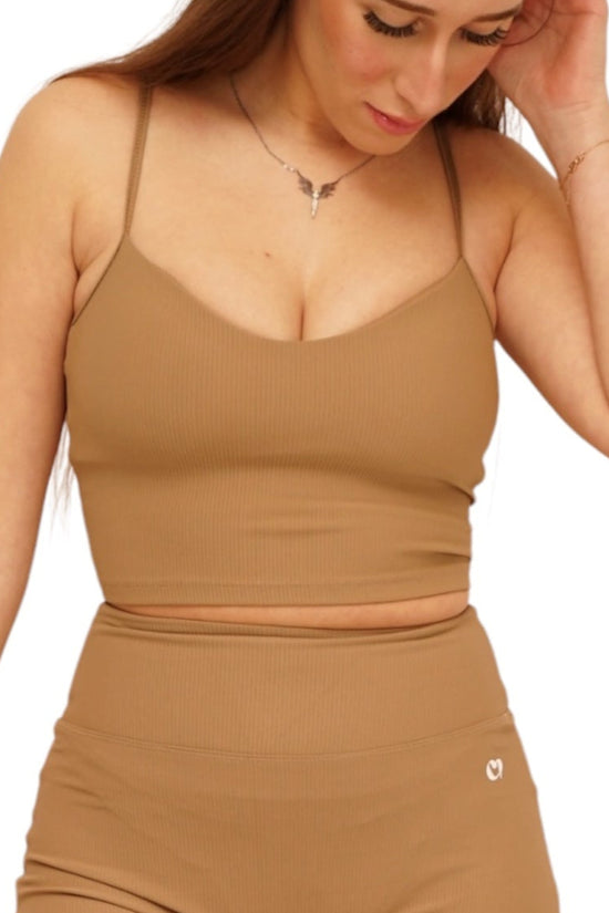 Crop Top Stretch Beige Minimalisme Confort