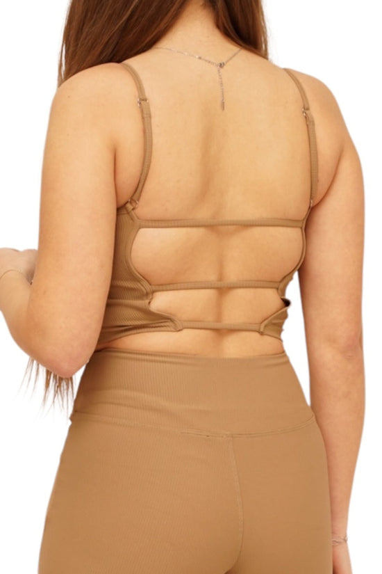 Crop Top Stretch Beige Minimalisme Confort